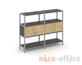 Двухсекционный стеллаж трехярусный с ящиками на одном ярусе 1590х400х1246 Шелф Систем / Shelf System images