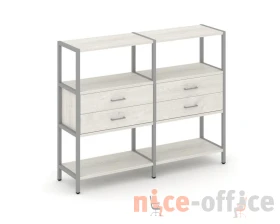 Двухсекционный стеллаж трехярусный с ящиками на одном ярусе 1590х400х1246 Шелф Систем / Shelf System images