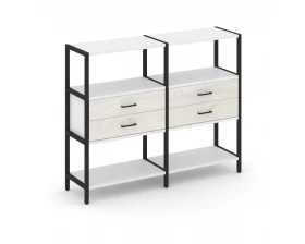 Двухсекционный стеллаж трехярусный с ящиками на одном ярусе 1590х400х1246 Shelf System images