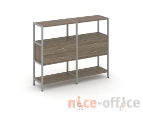 Двухсекционный стеллаж трехярусный с ящиками на одном ярусе 1590х400х1246 Шелф Систем / Shelf System images