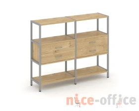 Двухсекционный стеллаж трехярусный с ящиками на одном ярусе 1590х400х1246 Шелф Систем / Shelf System images