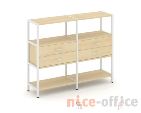 Двухсекционный стеллаж трехярусный с ящиками на одном ярусе 1590х400х1246 Шелф Систем / Shelf System images