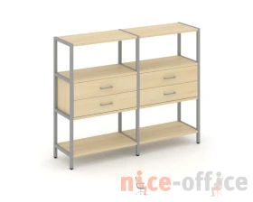 Двухсекционный стеллаж трехярусный с ящиками на одном ярусе 1590х400х1246 Шелф Систем / Shelf System images