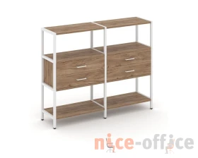 Двухсекционный стеллаж трехярусный с ящиками на одном ярусе 1590х400х1246 Шелф Систем / Shelf System images