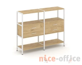 Двухсекционный стеллаж трехярусный с ящиками на одном ярусе 1590х400х1246 Шелф Систем / Shelf System images