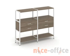 Двухсекционный стеллаж трехярусный с ящиками на одном ярусе 1590х400х1246 Шелф Систем / Shelf System images