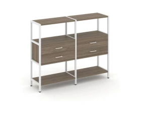 Двухсекционный стеллаж трехярусный с ящиками на одном ярусе 1590х400х1246 Shelf System images