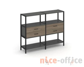Двухсекционный стеллаж трехярусный с ящиками на одном ярусе 1590х400х1246 Шелф Систем / Shelf System images