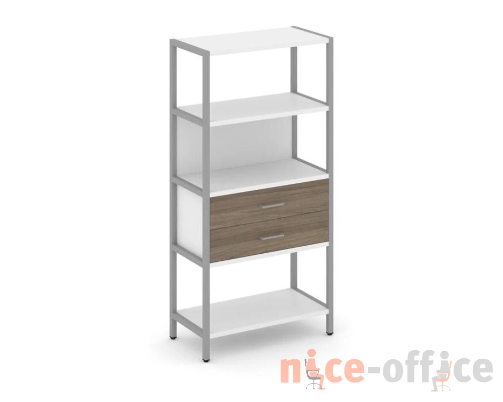 Односекционный стеллаж четырехярусный с ящиками 810х400х1613 Шелф Систем / Shelf System