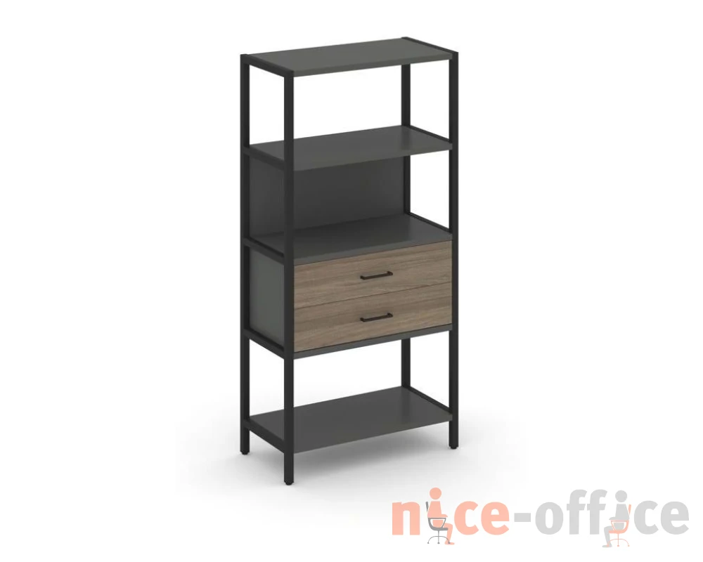 Односекционный стеллаж четырехярусный с ящиками 810х400х1613 Шелф Систем / Shelf System