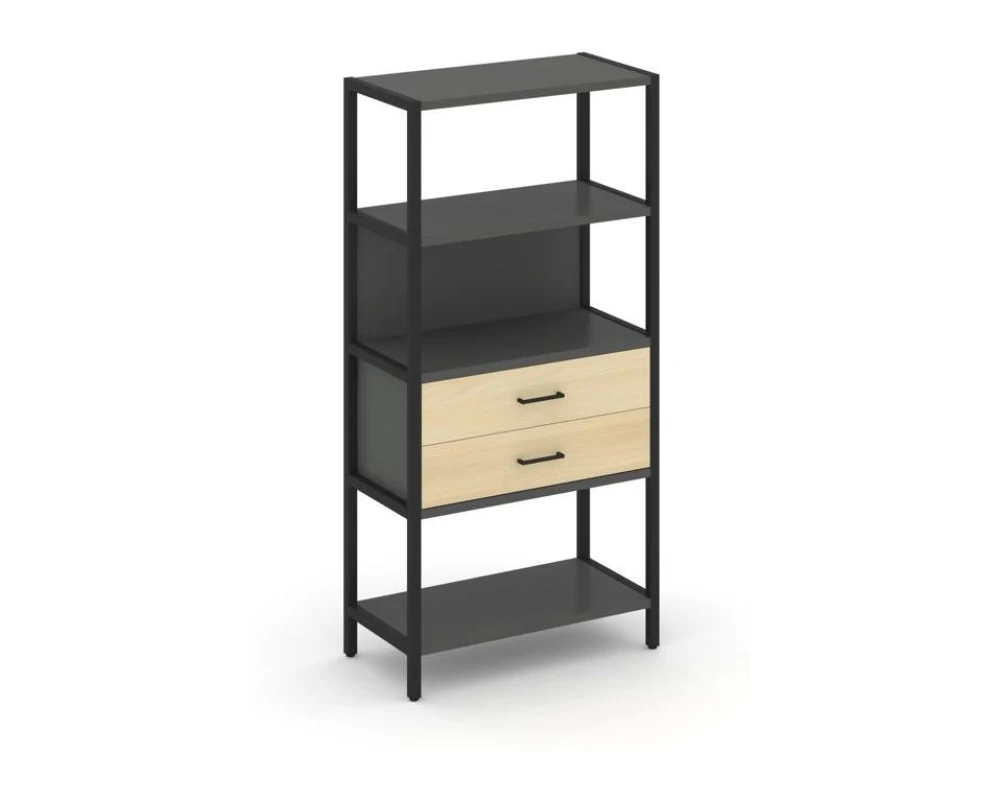 Односекционный стеллаж четырехярусный с ящиками 810х400х1613 Шелф Систем / Shelf System