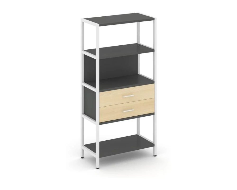 Односекционный стеллаж четырехярусный с ящиками 810х400х1613 Шелф Систем / Shelf System