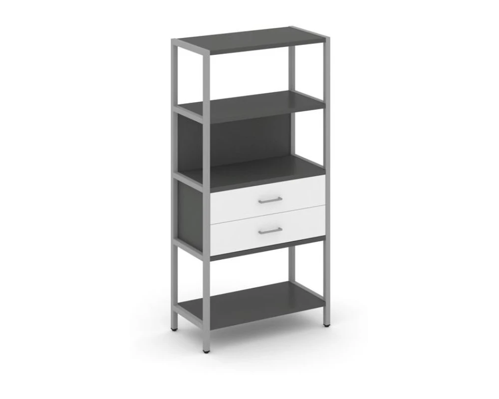 Односекционный стеллаж четырехярусный с ящиками 810х400х1613 Шелф Систем / Shelf System