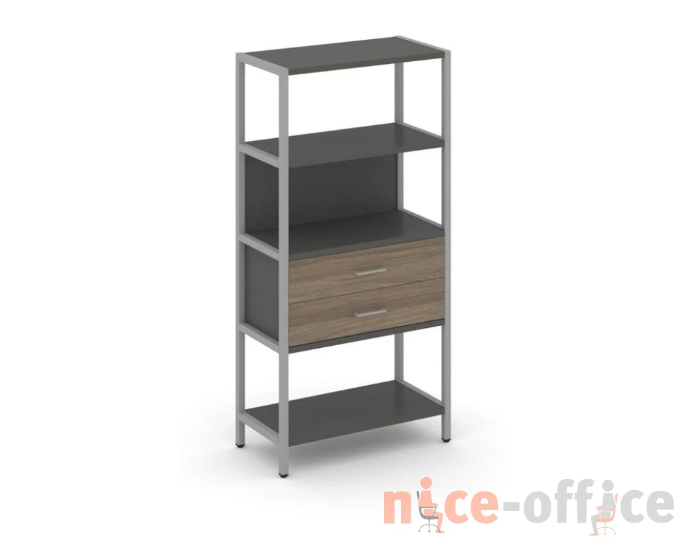 Односекционный стеллаж четырехярусный с ящиками 810х400х1613 Шелф Систем / Shelf System