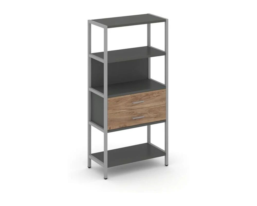 Односекционный стеллаж четырехярусный с ящиками 810х400х1613 Шелф Систем / Shelf System
