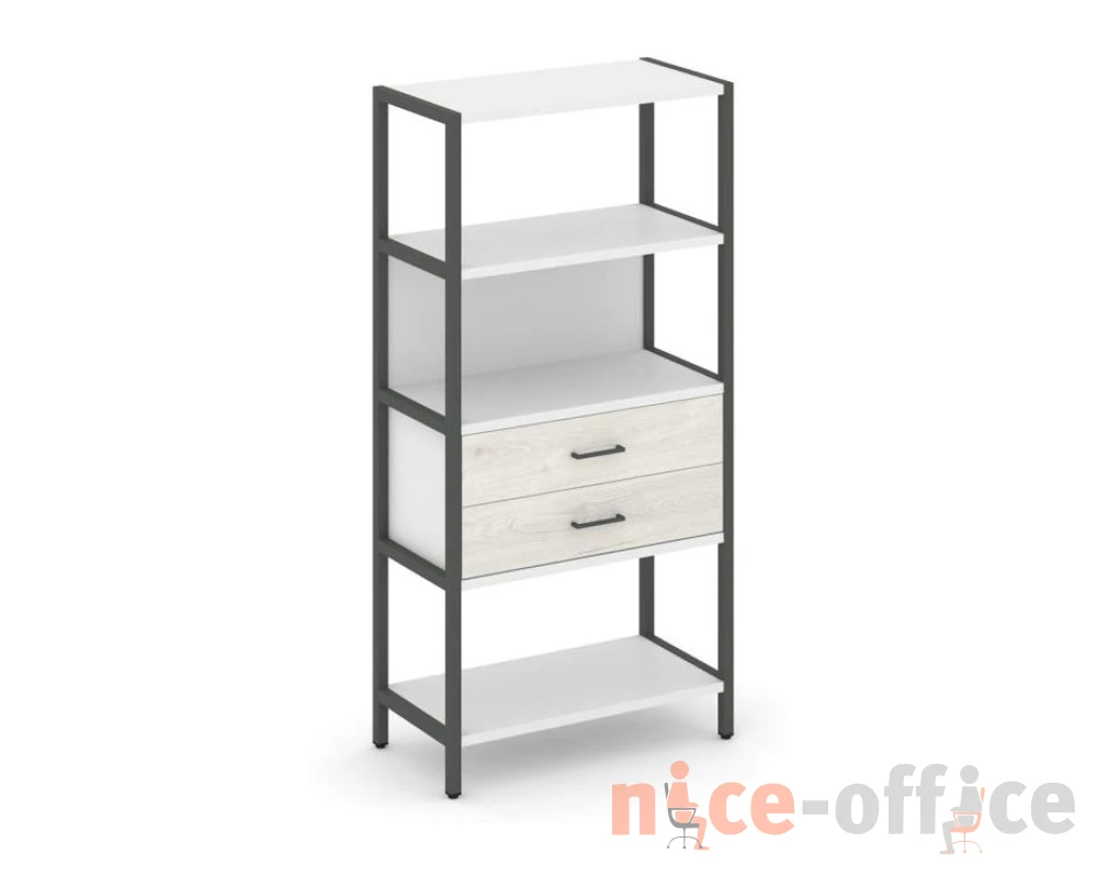 Односекционный стеллаж четырехярусный с ящиками 810х400х1613 Шелф Систем / Shelf System