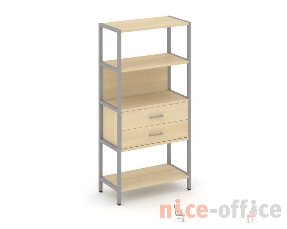 Односекционный стеллаж четырехярусный с ящиками 810х400х1613 Шелф Систем / Shelf System