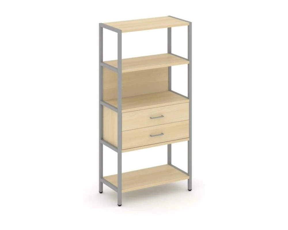 Односекционный стеллаж четырехярусный с ящиками 810х400х1613 Шелф Систем / Shelf System