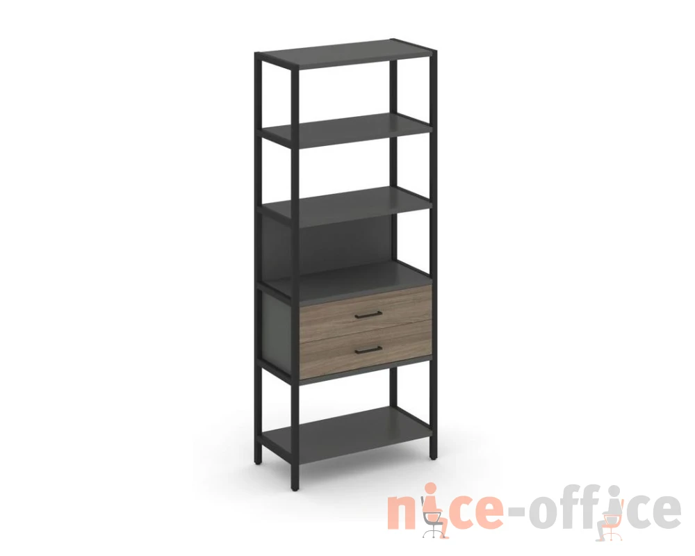 Односекционный стеллаж пятиярусный с ящиками 810х400х1980 Шелф Систем / Shelf System