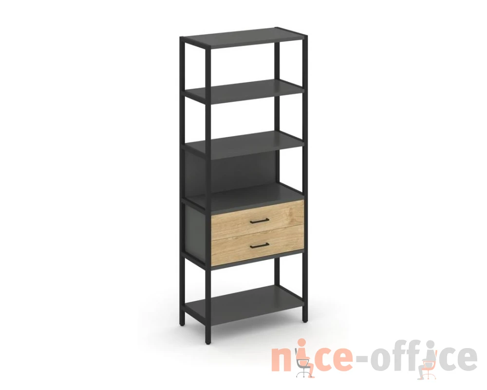 Односекционный стеллаж пятиярусный с ящиками 810х400х1980 Шелф Систем / Shelf System