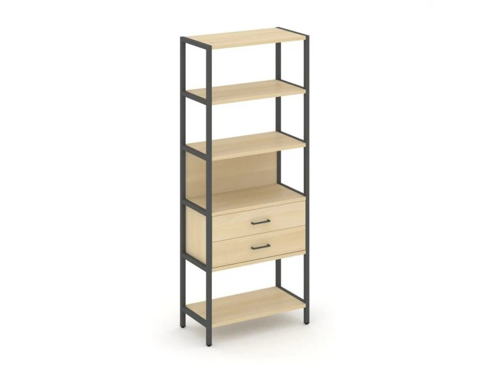 Односекционный стеллаж пятиярусный с ящиками 810х400х1980 Shelf System