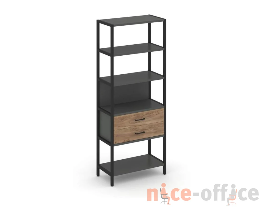 Односекционный стеллаж пятиярусный с ящиками 810х400х1980 Шелф Систем / Shelf System
