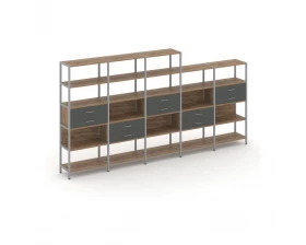 Пятисекционный стеллаж пятиярусный с ящиками 3930х400х1980 Shelf System images