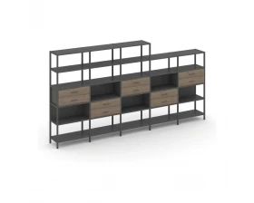 Пятисекционный стеллаж пятиярусный с ящиками 3930х400х1980 Shelf System images