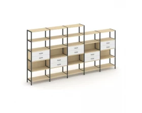 Пятисекционный стеллаж пятиярусный с ящиками 3930х400х1980 Shelf System images