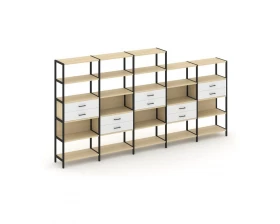 Пятисекционный стеллаж пятиярусный с ящиками 3930х400х1980 Shelf System images