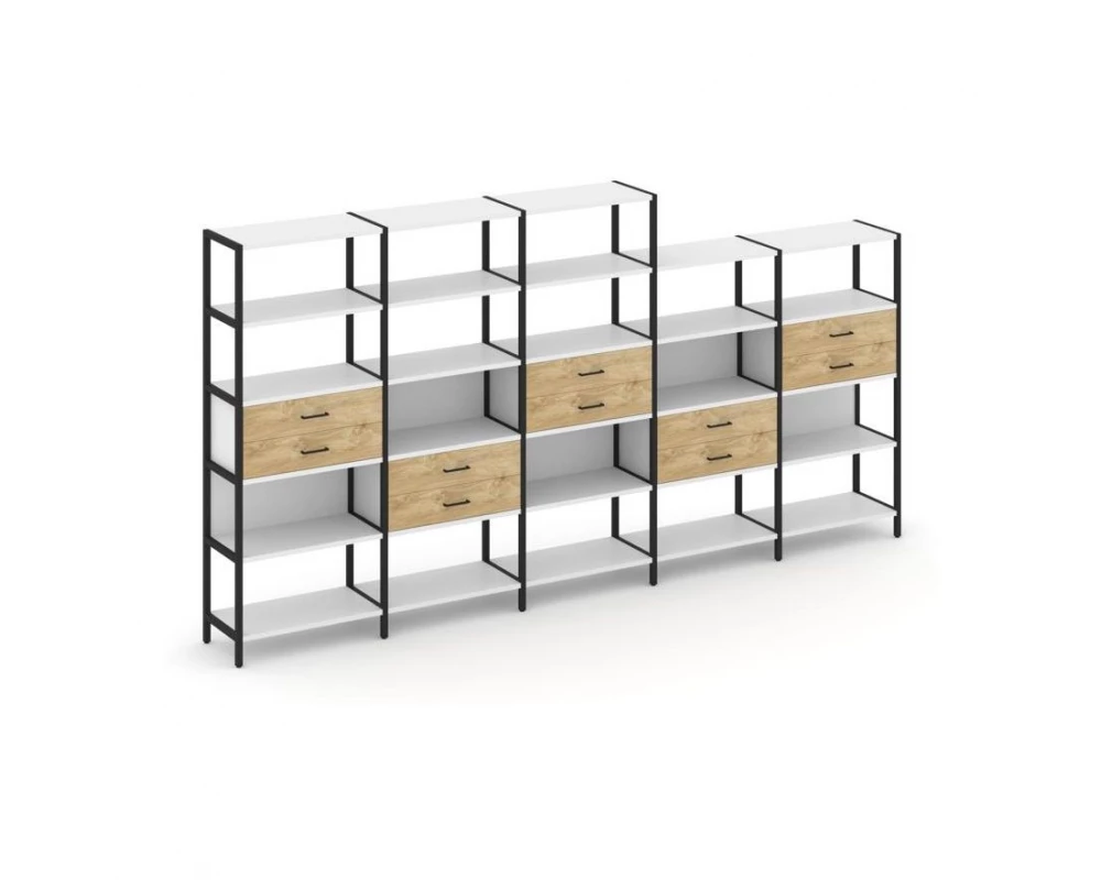 Пятисекционный стеллаж пятиярусный с ящиками 3930х400х1980 Shelf System
