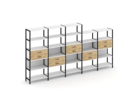 Пятисекционный стеллаж пятиярусный с ящиками 3930х400х1980 Shelf System images
