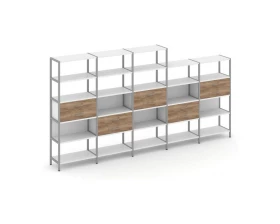 Пятисекционный стеллаж пятиярусный с ящиками 3930х400х1980 Shelf System images