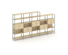Пятисекционный стеллаж пятиярусный с ящиками 3930х400х1980 Shelf System images