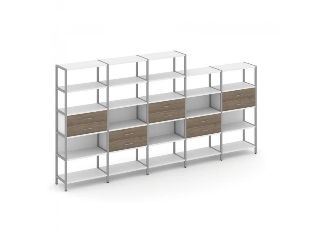 Пятисекционный стеллаж пятиярусный с ящиками 3930х400х1980 Shelf System