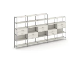 Пятисекционный стеллаж пятиярусный с ящиками 3930х400х1980 Shelf System images