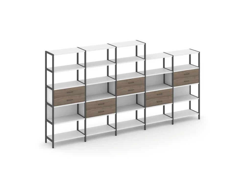 Пятисекционный стеллаж пятиярусный с ящиками 3930х400х1980 Shelf System