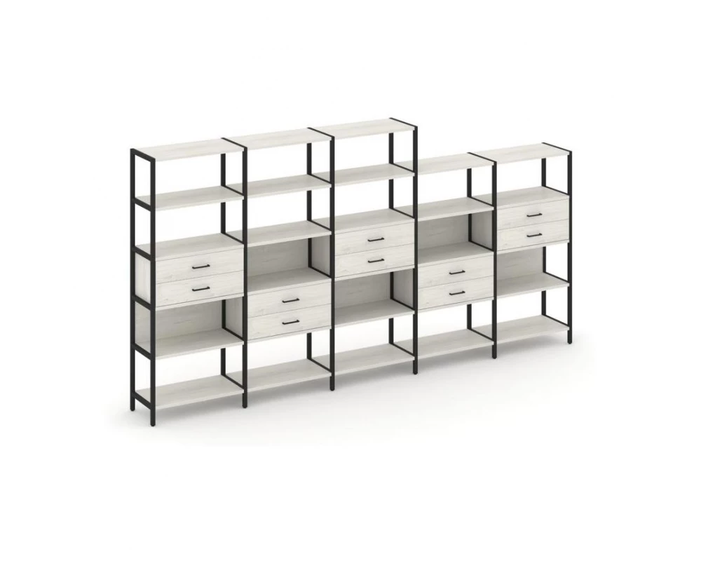 Пятисекционный стеллаж пятиярусный с ящиками 3930х400х1980 Shelf System