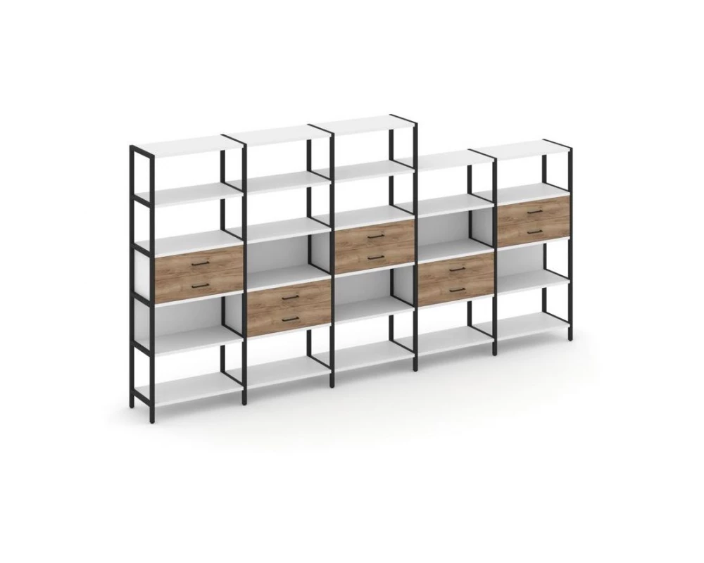 Пятисекционный стеллаж пятиярусный с ящиками 3930х400х1980 Shelf System