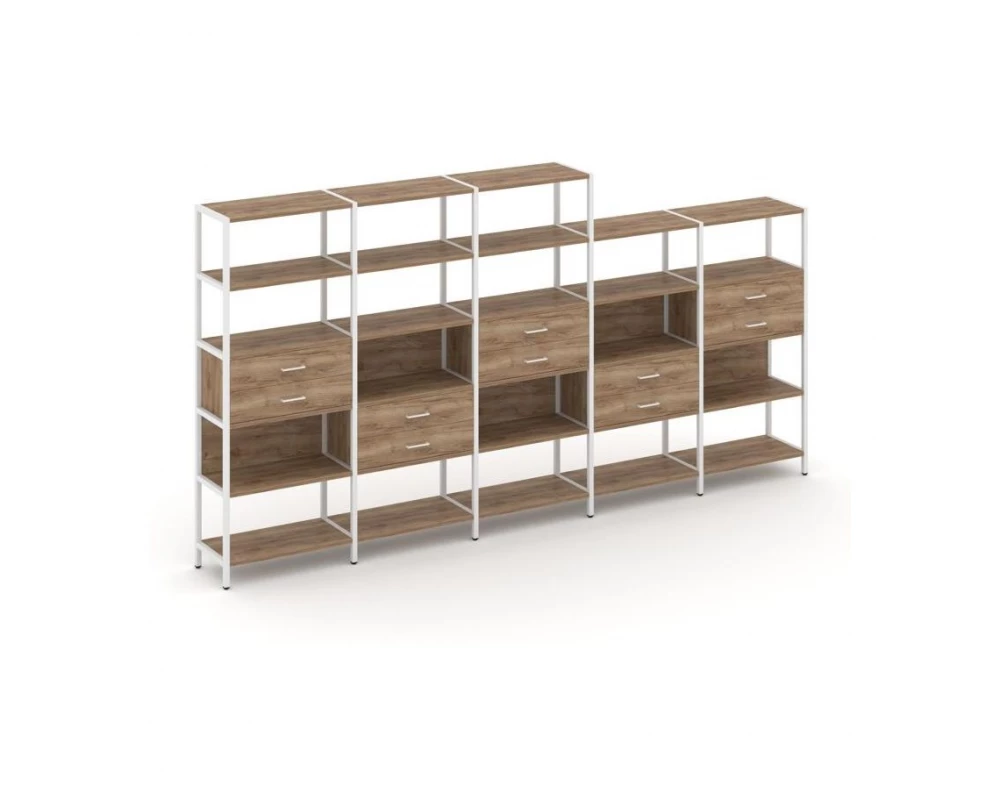 Пятисекционный стеллаж пятиярусный с ящиками 3930х400х1980 Shelf System