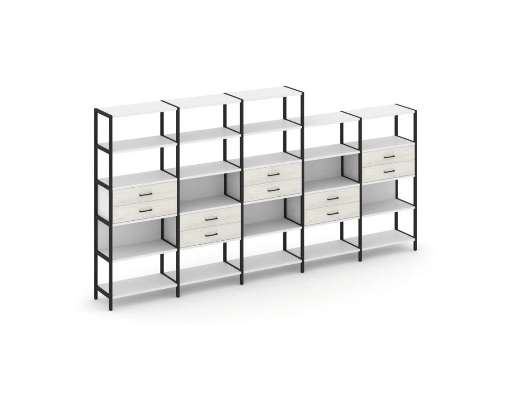 Пятисекционный стеллаж пятиярусный с ящиками 3930х400х1980 Shelf System