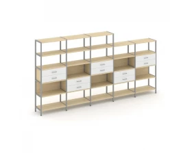 Пятисекционный стеллаж пятиярусный с ящиками 3930х400х1980 Shelf System images