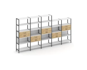 Пятисекционный стеллаж пятиярусный с ящиками 3930х400х1980 Shelf System images