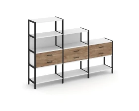 Трехсекционный стеллаж четырех/трех/двухярусный с ящиками 2730х400х1613 Шелф Систем / Shelf System images