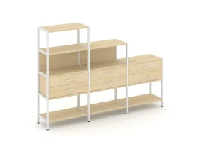 Трехсекционный стеллаж четырех/трех/двухярусный с ящиками 2730х400х1613 Шелф Систем / Shelf System images