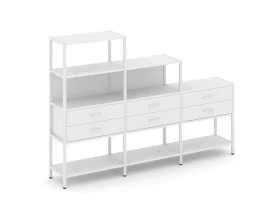 Трехсекционный стеллаж четырех/трех/двухярусный с ящиками 2730х400х1613 Шелф Систем / Shelf System images