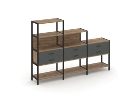 Трехсекционный стеллаж четырех/трех/двухярусный с ящиками 2730х400х1613 Шелф Систем / Shelf System images