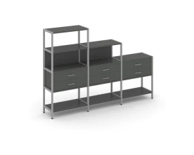 Трехсекционный стеллаж четырех/трех/двухярусный с ящиками 2730х400х1613 Шелф Систем / Shelf System images