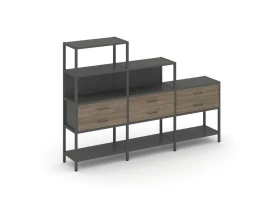 Трехсекционный стеллаж четырех/трех/двухярусный с ящиками 2730х400х1613 Шелф Систем / Shelf System images