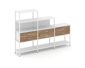 Трехсекционный стеллаж четырех/трех/двухярусный с ящиками 2730х400х1613 Шелф Систем / Shelf System images